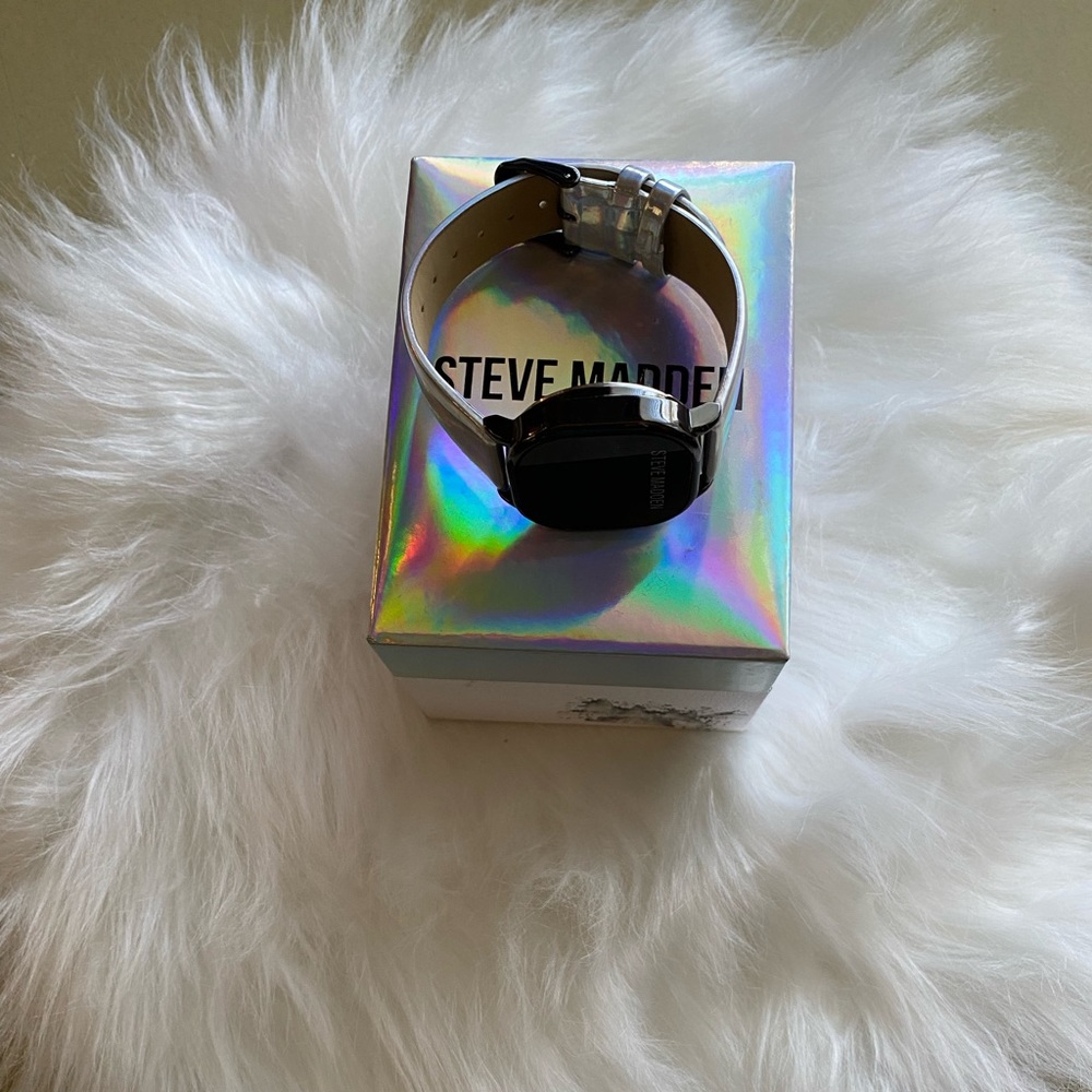 Steve Madden ladies digital watch silver with iridescent color